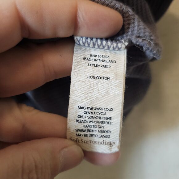 Soft Surroundings XS Gray Take Two Tunic Top Waffle Knit Thermal Buttons Collar - Picture 5 of 7